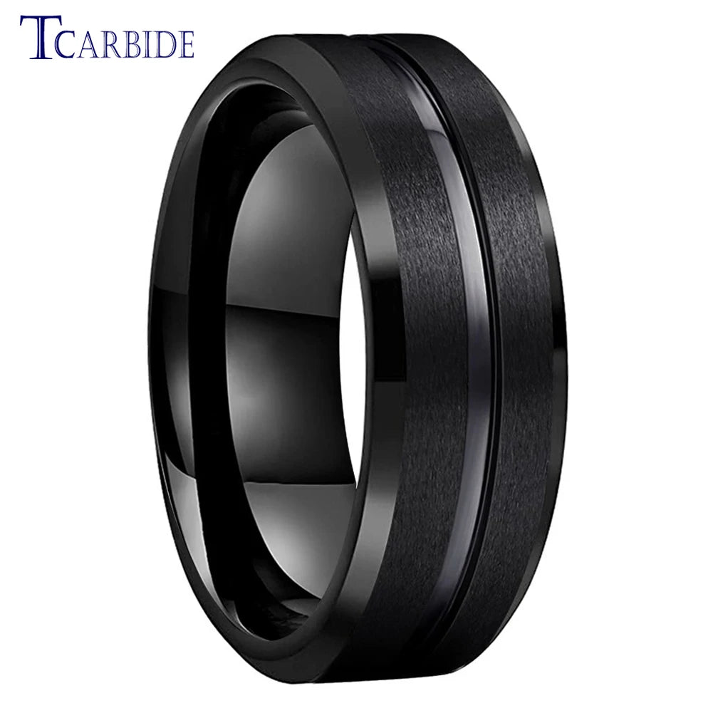Grooved Brushed Comfort Wedding Ring