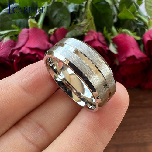 Grooved Brushed Comfort Wedding Ring