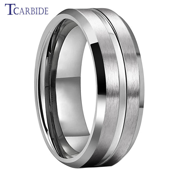 Grooved Brushed Comfort Wedding Ring