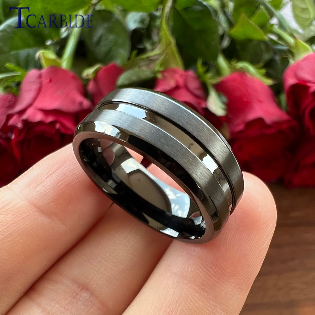 Grooved Brushed Comfort Wedding Ring